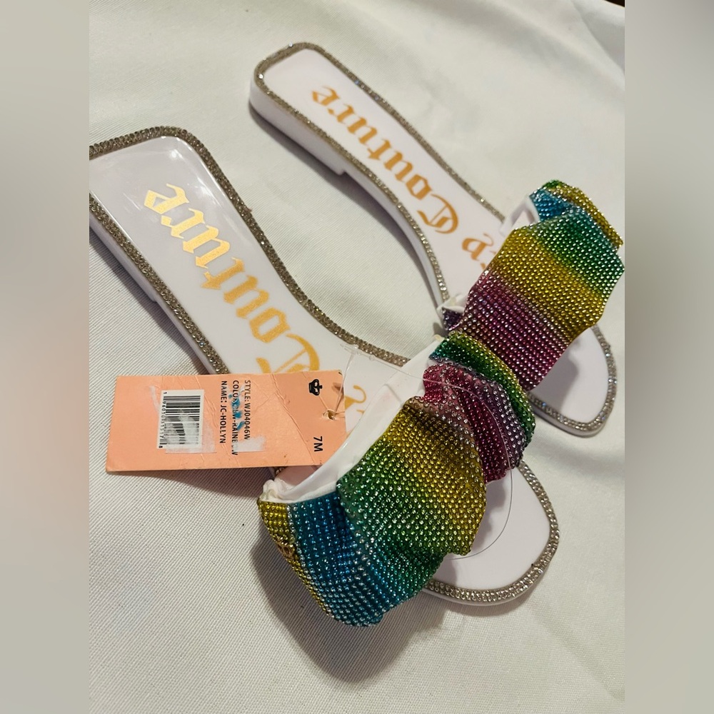 Juicy Couture Rainbow Jelly Hollyn Embellished Slip On Sandals 7 - Picture 9 of 12